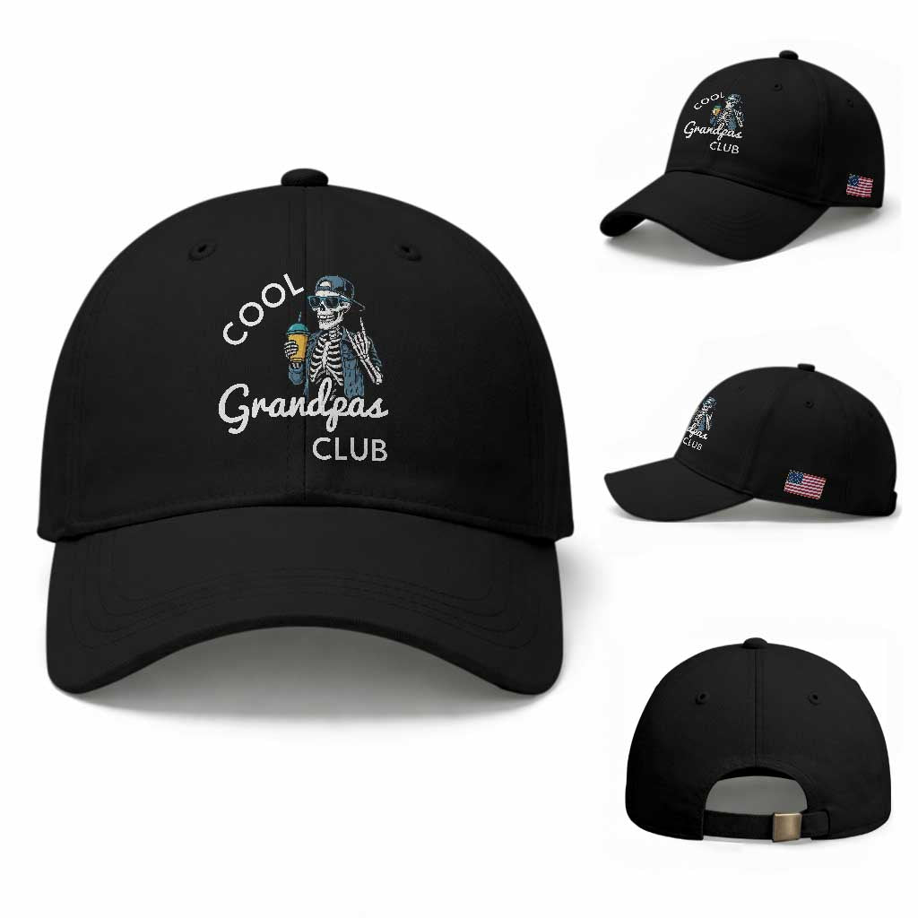 Cool Grandpas Club Baseball Cap Fathers Day Best Grandpa Skeleton