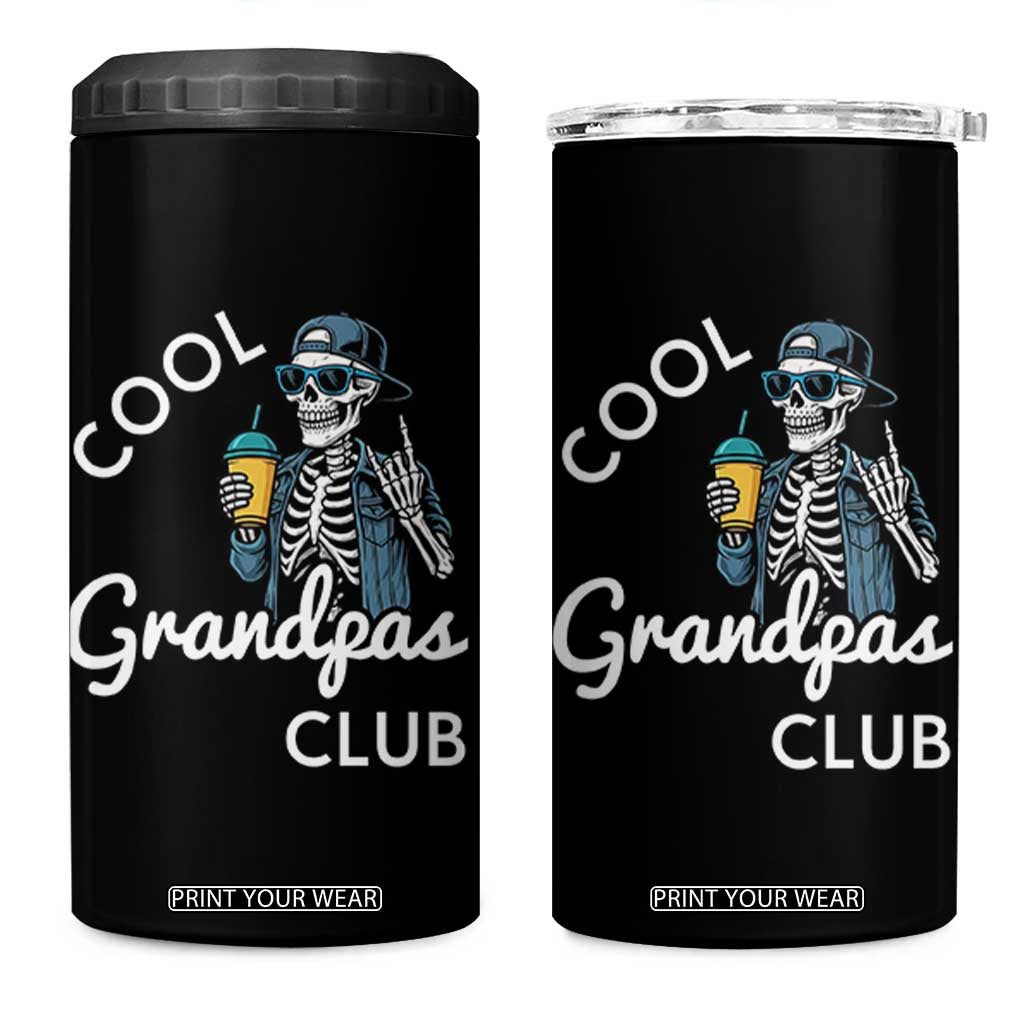 Cool Grandpas Club 4 in 1 Can Cooler Tumbler Fathers Day Best Grandpa Skeleton