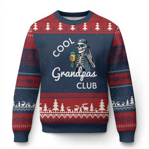 Cool Grandpas Club Ugly Christmas Sweater Fathers Day Best Grandpa Skeleton