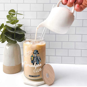 Cool Grandpas Club Glass Can Fathers Day Best Grandpa Skeleton