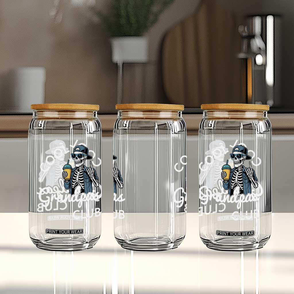 Cool Grandpas Club Glass Can Fathers Day Best Grandpa Skeleton