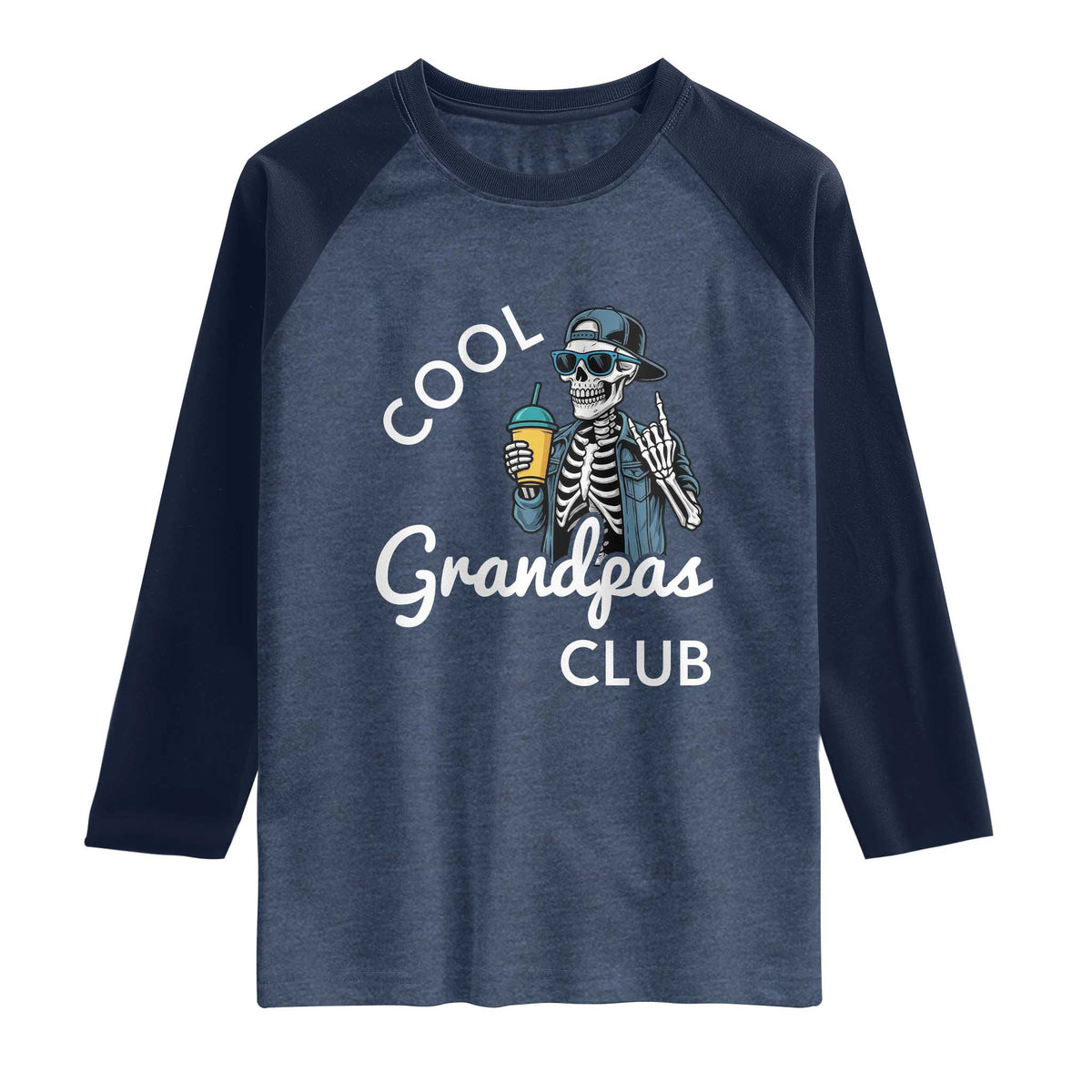 Cool Grandpas Club Raglan Shirt Fathers Day Best Grandpa Skeleton