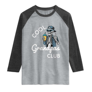 Cool Grandpas Club Raglan Shirt Fathers Day Best Grandpa Skeleton