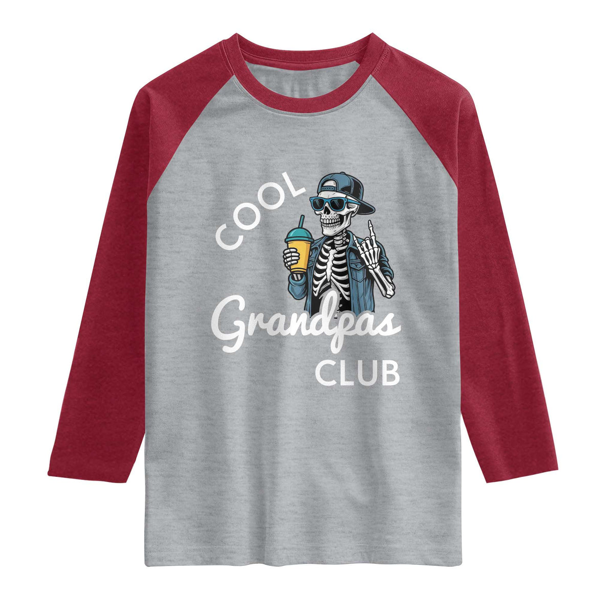 Cool Grandpas Club Raglan Shirt Fathers Day Best Grandpa Skeleton