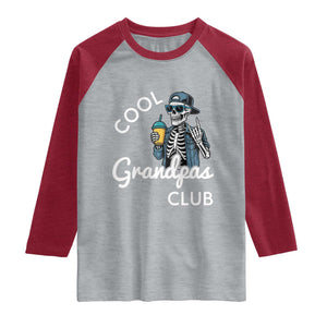 Cool Grandpas Club Raglan Shirt Fathers Day Best Grandpa Skeleton