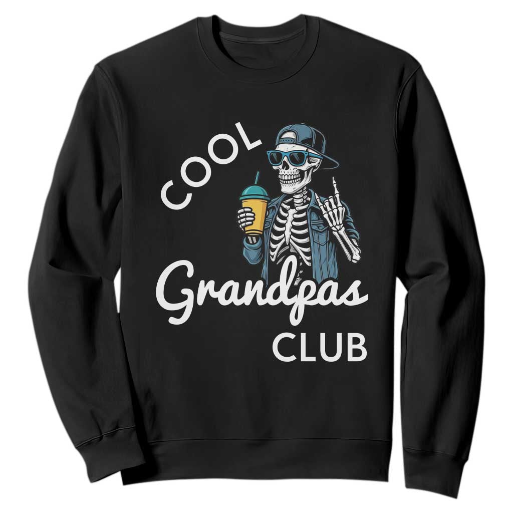 Cool Grandpas Club Sweatshirt Fathers Day Best Grandpa Skeleton TS10 Black Print Your Wear