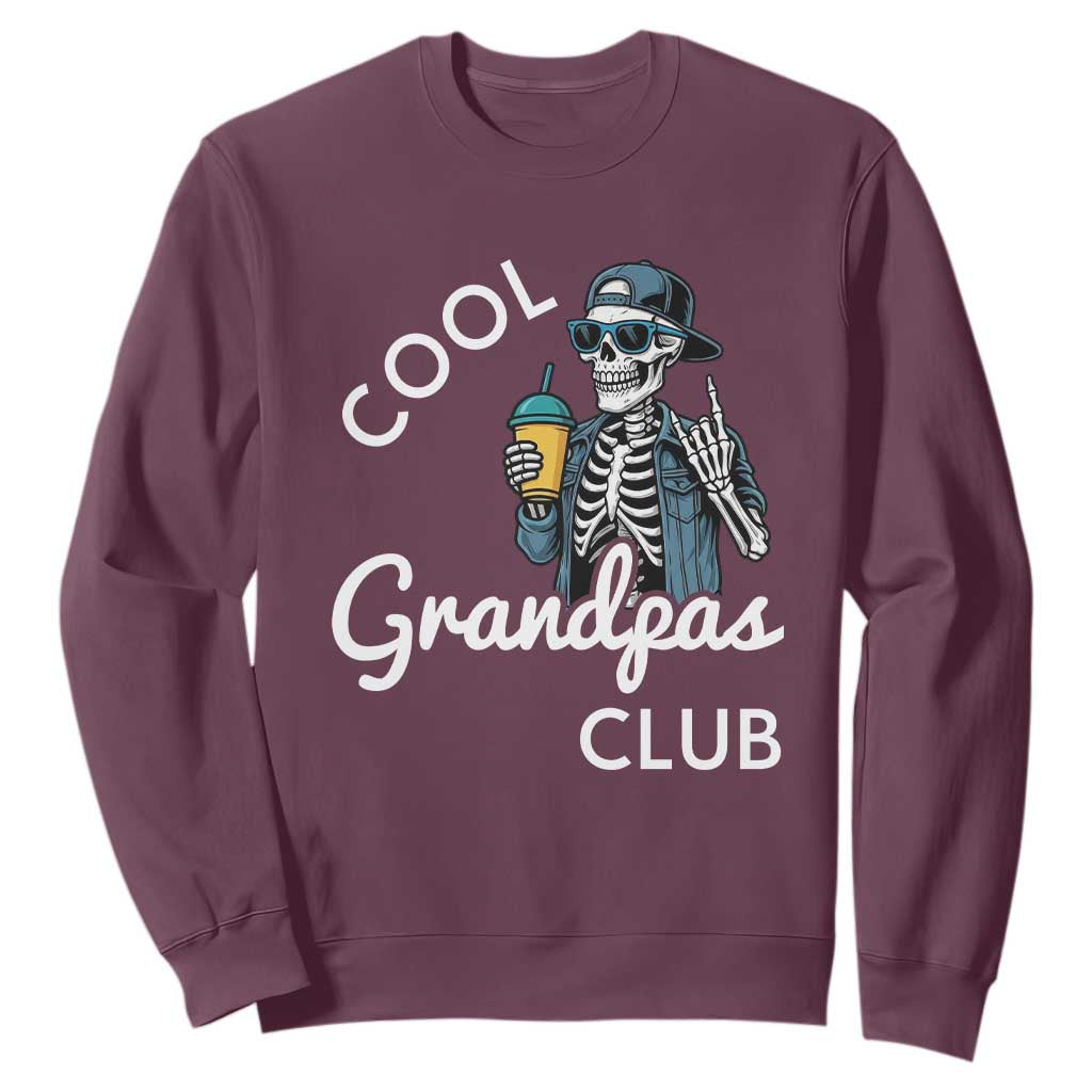 Cool Grandpas Club Sweatshirt Fathers Day Best Grandpa Skeleton