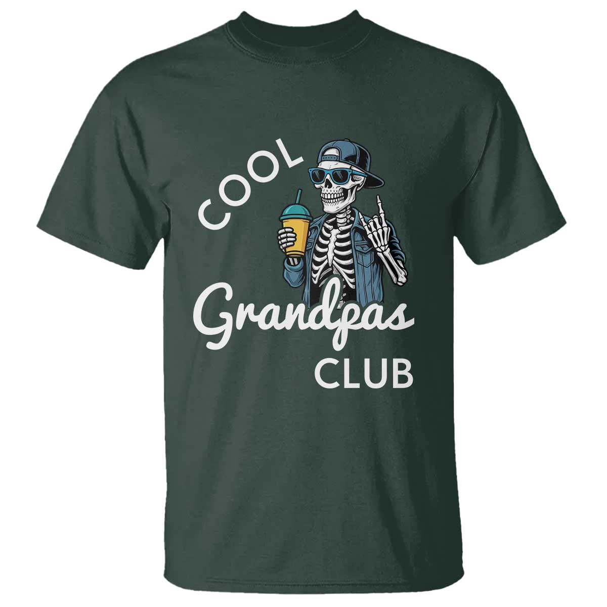 Cool Grandpas Club T Shirt Fathers Day Best Grandpa Skeleton