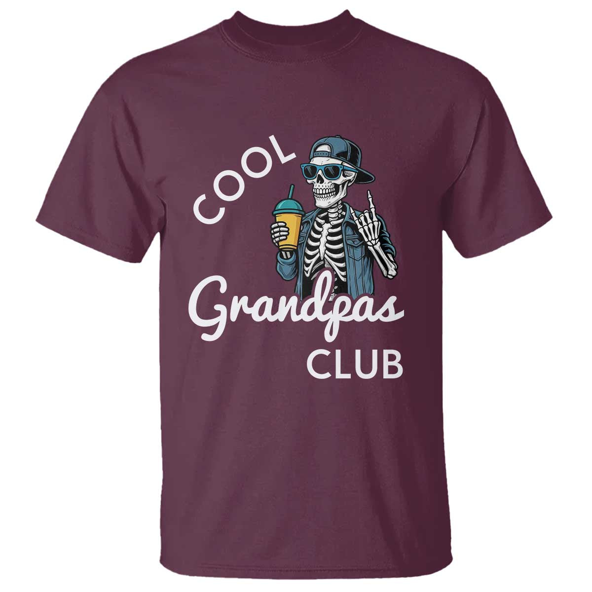 Cool Grandpas Club T Shirt Fathers Day Best Grandpa Skeleton