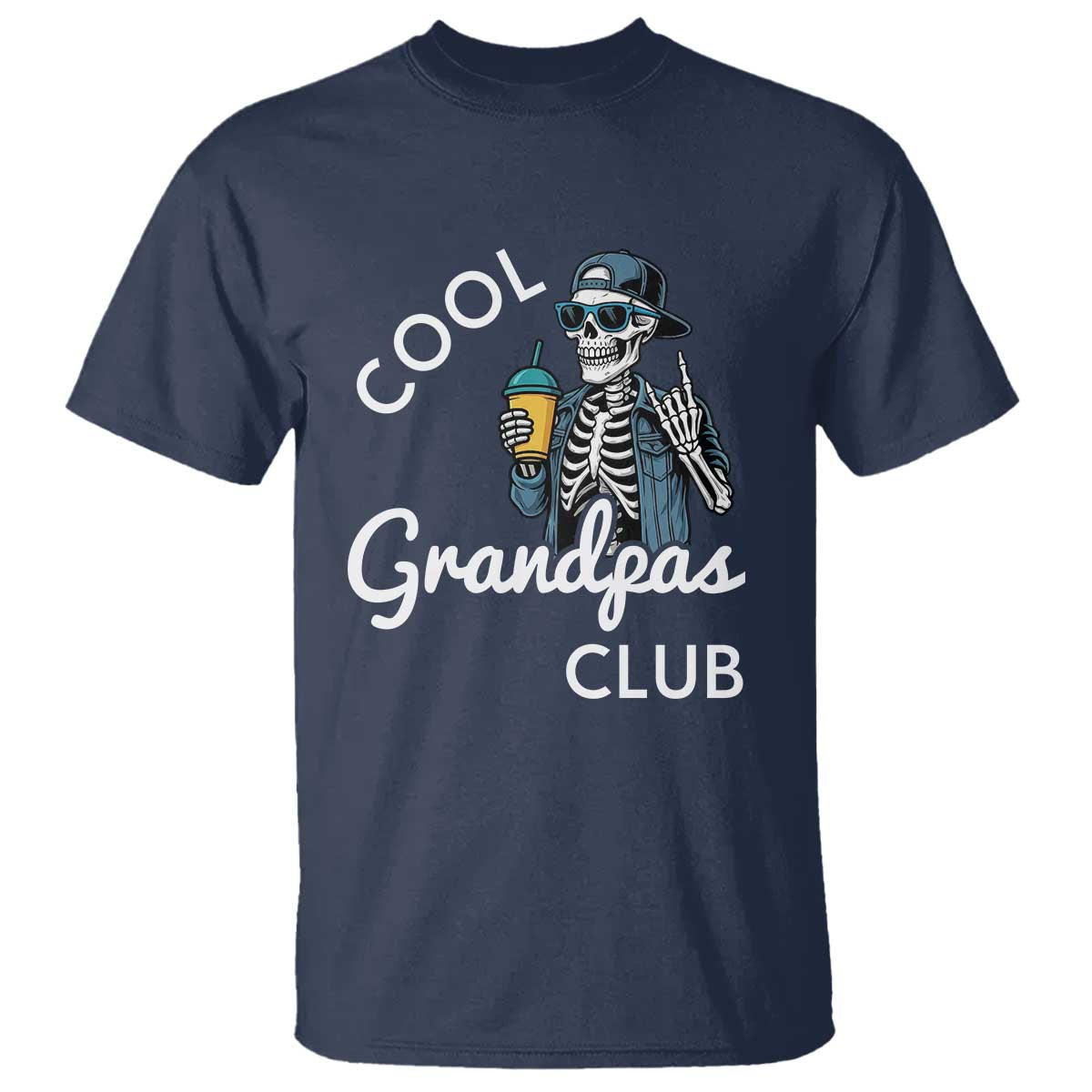 Cool Grandpas Club T Shirt Fathers Day Best Grandpa Skeleton