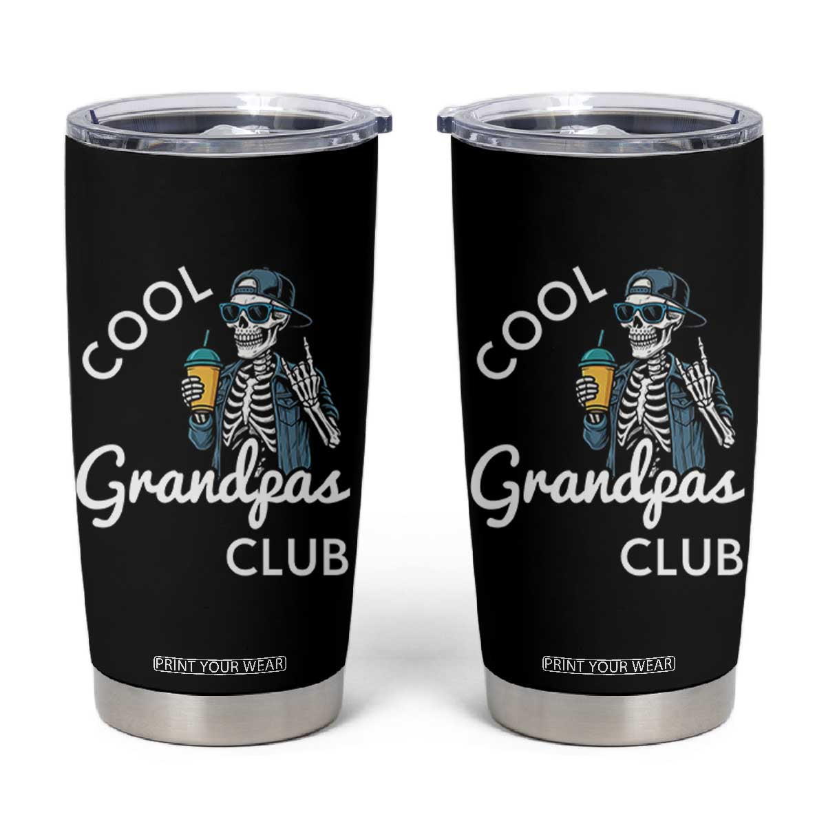 Cool Grandpas Club Tumbler Cup Fathers Day Best Grandpa Skeleton