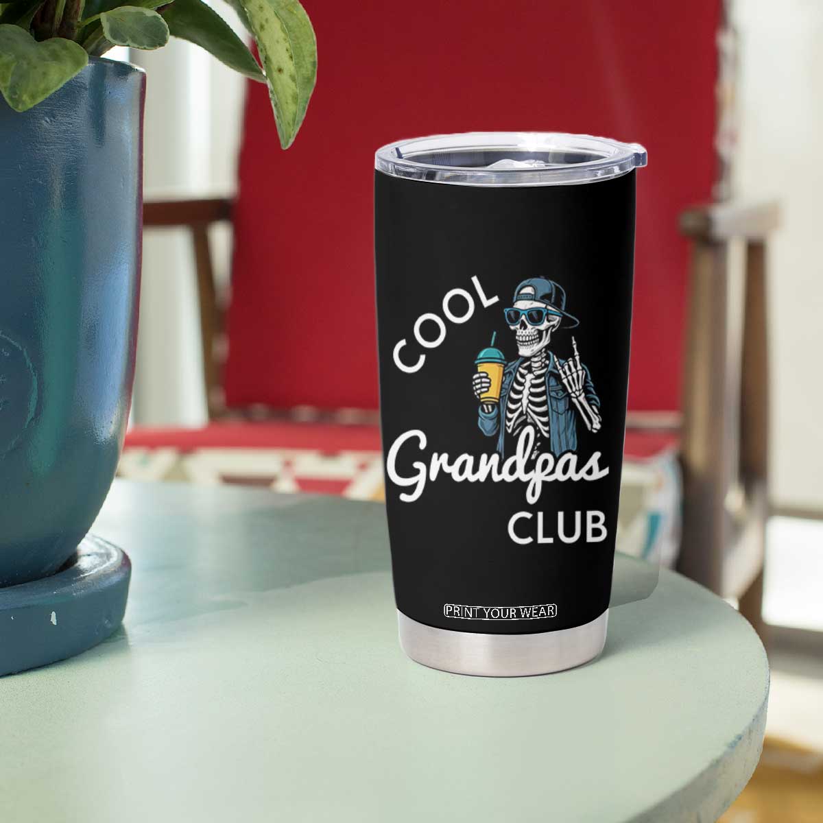 Cool Grandpas Club Tumbler Cup Fathers Day Best Grandpa Skeleton