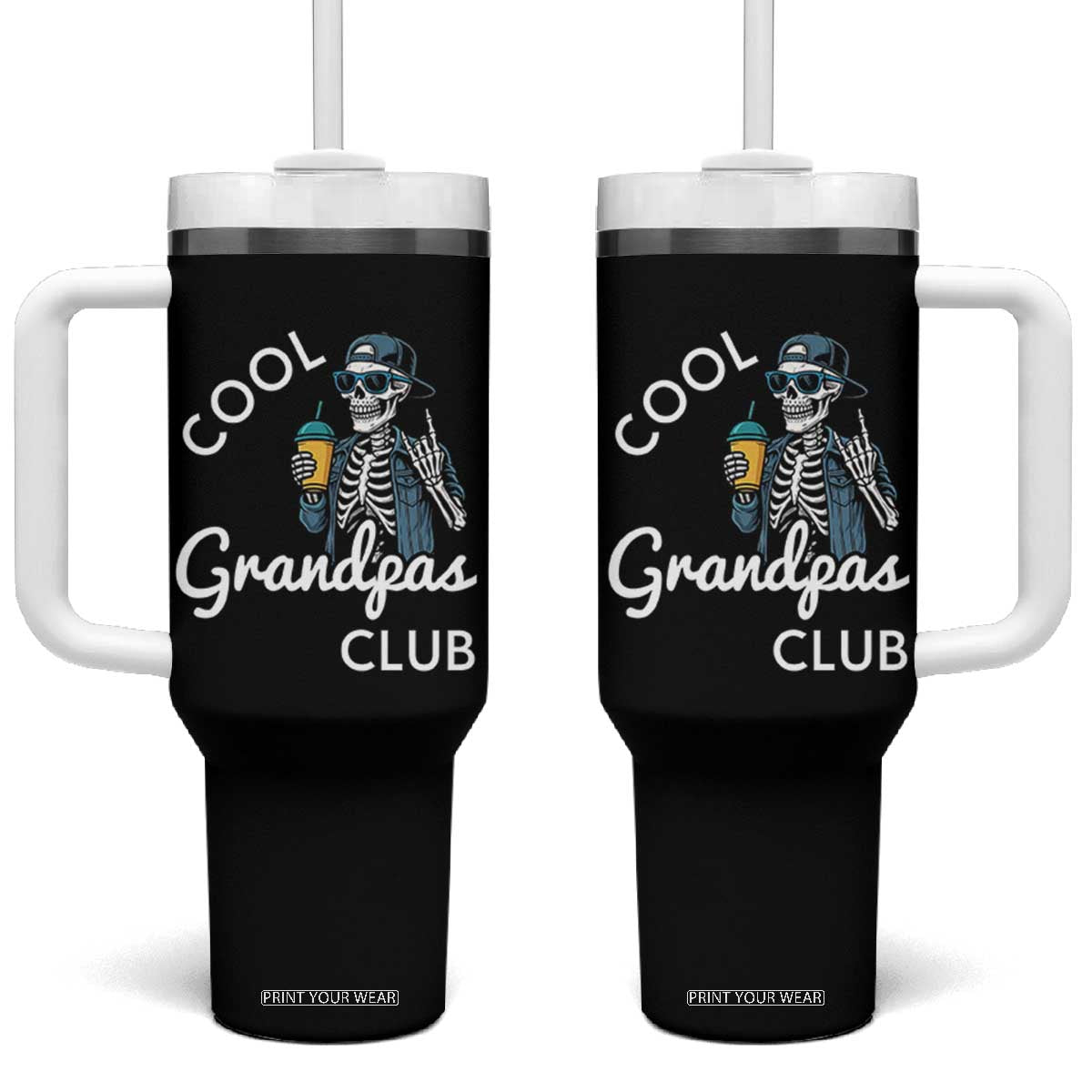 Cool Grandpas Club Tumbler With Handle Fathers Day Best Grandpa Skeleton TS10 One Size: 40 oz Black Print Your Wear