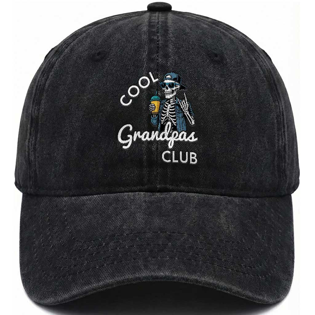 Cool Grandpas Club Washed Cotton Baseball Cap Fathers Day Best Grandpa Skeleton TS10 Print Your Wear