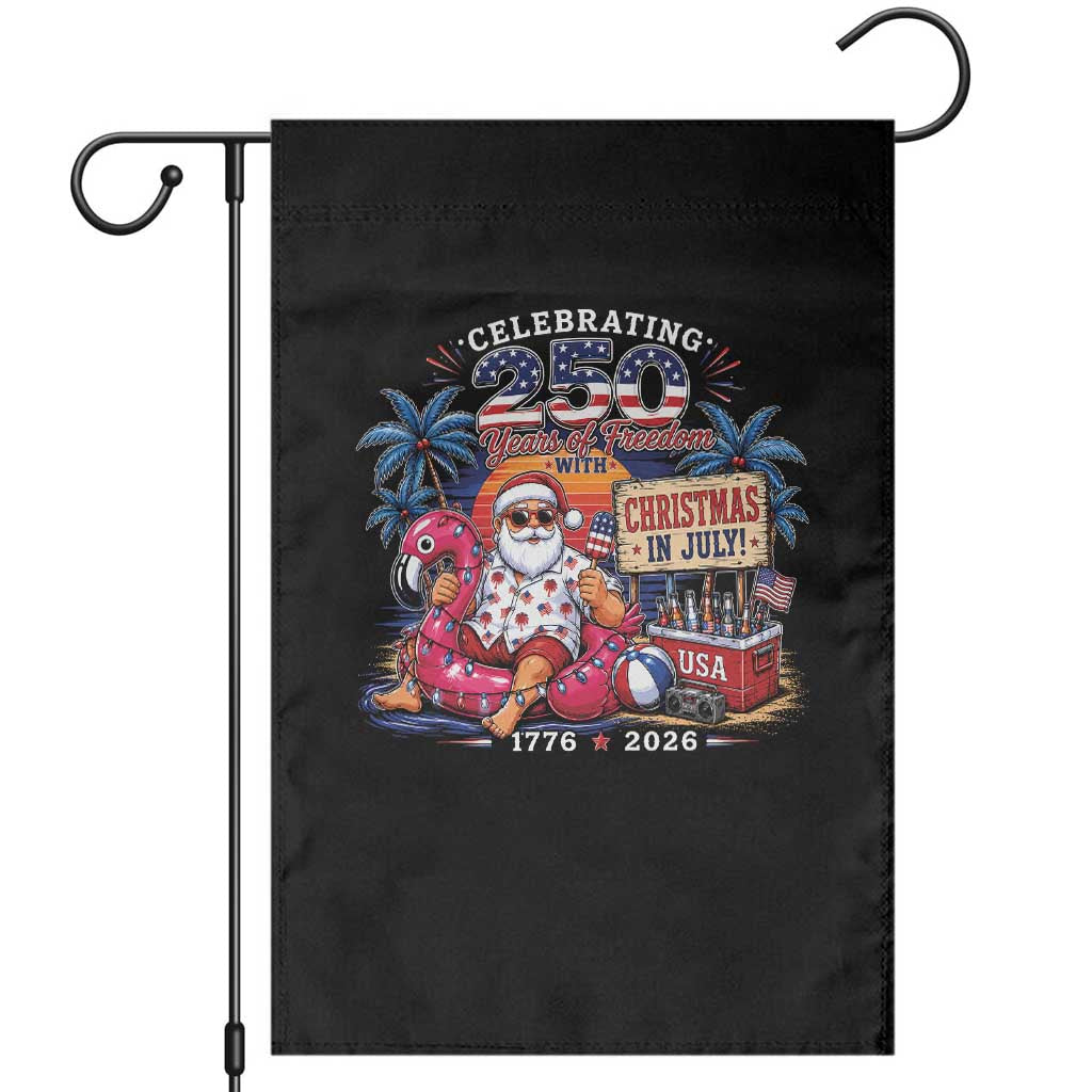Christmas In July 250 Years 1776 2026 Patriotic Santa Flamingo Float Summer Xmas Garden Flag TS10 Black Print Your Wear
