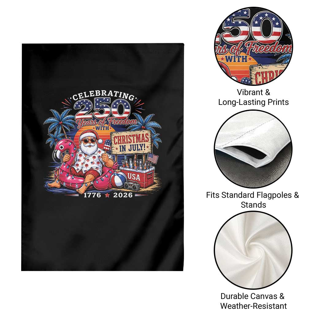Christmas In July 250 Years 1776 2026 Patriotic Santa Flamingo Float Summer Xmas Garden Flag