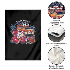 Christmas In July 250 Years 1776 2026 Patriotic Santa Flamingo Float Summer Xmas Garden Flag