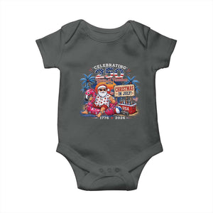 Christmas In July 250 Years 1776 2026 Patriotic Santa Flamingo Float Summer Xmas Baby Onesie