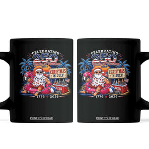 Christmas In July 250 Years 1776 2026 Patriotic Santa Flamingo Float Summer Xmas Coffee Mug