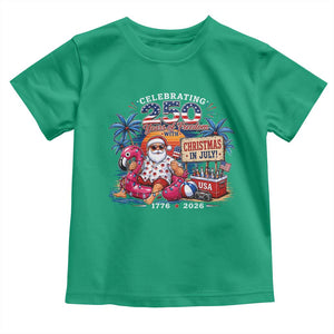 Christmas In July 250 Years 1776 2026 Patriotic Santa Flamingo Float Summer Xmas Toddler T Shirt