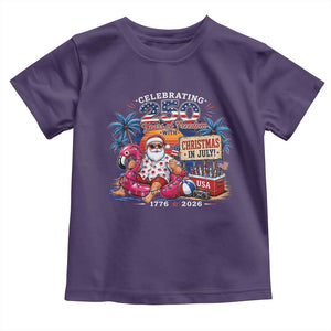Christmas In July 250 Years 1776 2026 Patriotic Santa Flamingo Float Summer Xmas Toddler T Shirt
