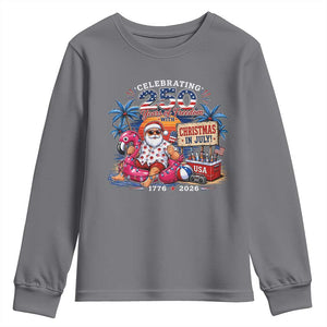 Christmas In July 250 Years 1776 2026 Patriotic Santa Flamingo Float Summer Xmas Youth Sweatshirt