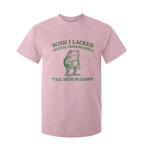 Sarcastic Overthinking Frog Coffee Meme T Shirt For Kid Wish I Lacked Critical Thinking Skills Y'all Seem So Happy