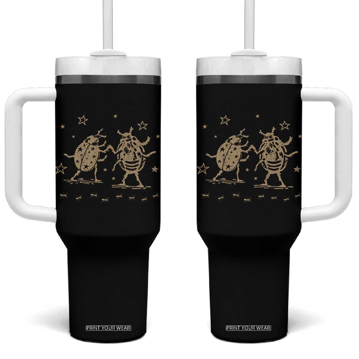 Dancing Lady Bugs Happy Little Insects Nature Lovers Tumbler With Handle TS10 One Size: 40 oz Black Print Your Wear