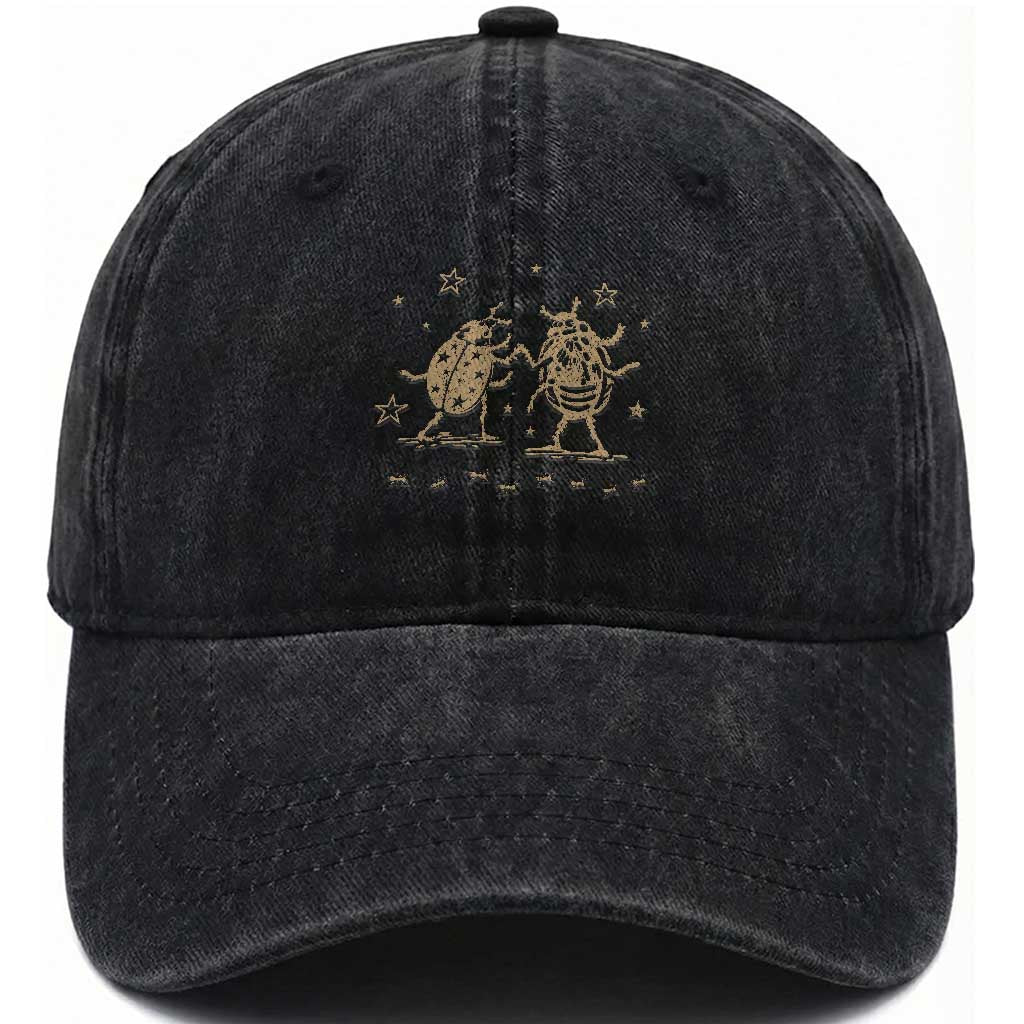 Dancing Lady Bugs Happy Little Insects Nature Lovers Washed Cotton Baseball Cap TS10 Print Your Wear