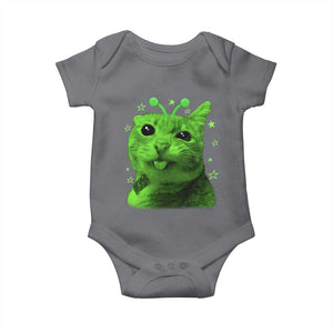 Funny Alien Cat Meme Retro Y2K Vintage Space Kitty Baby Onesie