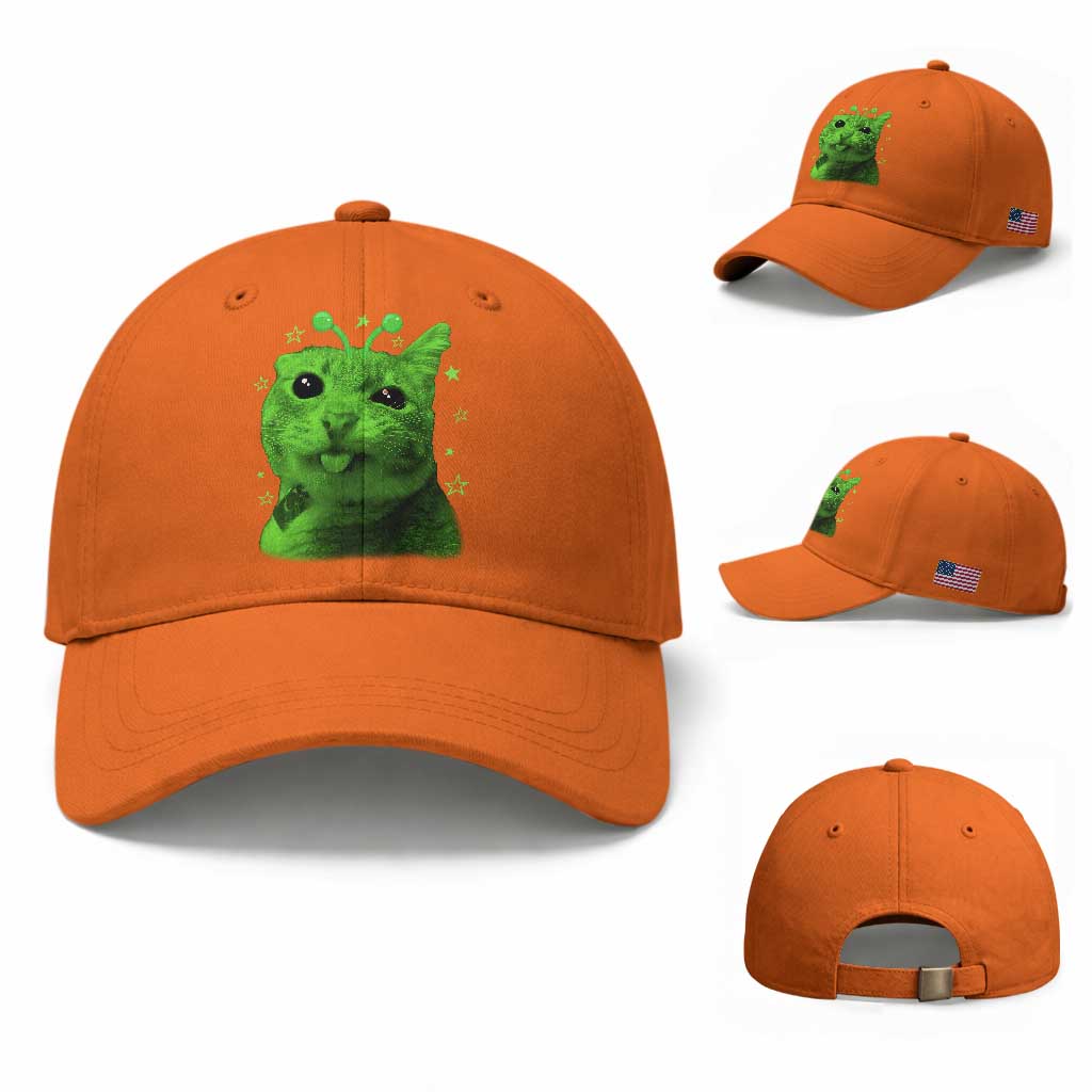 Funny Alien Cat Meme Retro Y2K Vintage Space Kitty Baseball Cap
