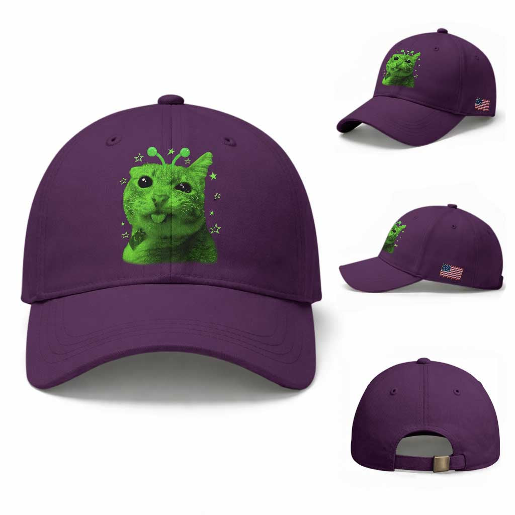 Funny Alien Cat Meme Retro Y2K Vintage Space Kitty Baseball Cap
