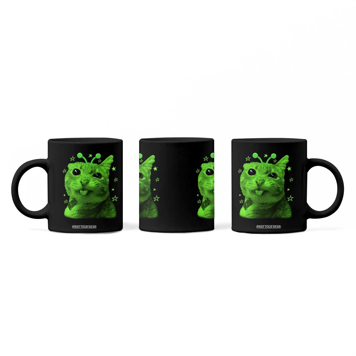 Funny Alien Cat Meme Retro Y2K Vintage Space Kitty Coffee Mug