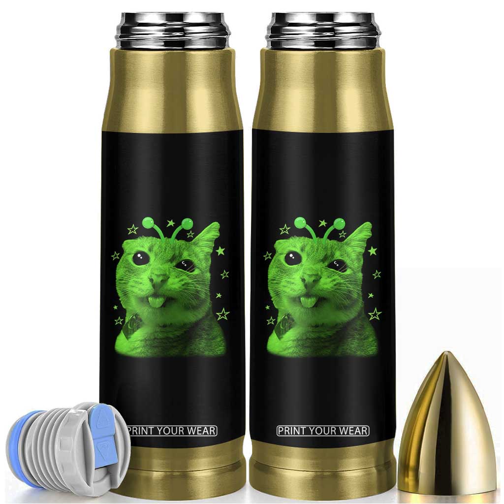 Funny Alien Cat Meme Retro Y2K Vintage Space Kitty Bullet Tumbler TS10 Black Print Your Wear