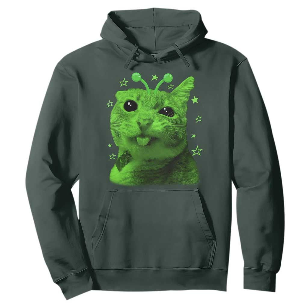 Funny Alien Cat Meme Retro Y2K Vintage Space Kitty Hoodie