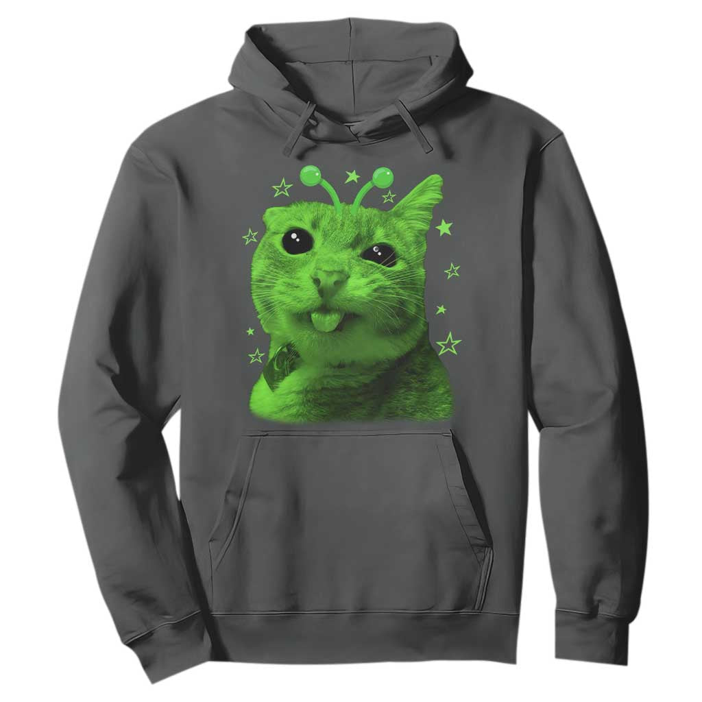 Funny Alien Cat Meme Retro Y2K Vintage Space Kitty Hoodie