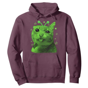 Funny Alien Cat Meme Retro Y2K Vintage Space Kitty Hoodie