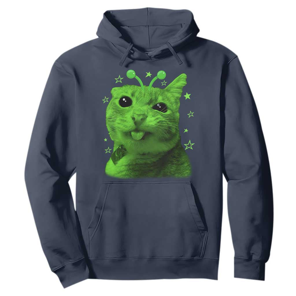 Funny Alien Cat Meme Retro Y2K Vintage Space Kitty Hoodie