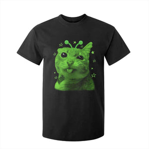 Funny Alien Cat Meme Retro Y2K Vintage Space Kitty T Shirt For Kid