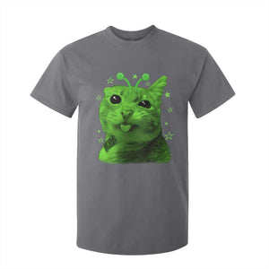 Funny Alien Cat Meme Retro Y2K Vintage Space Kitty T Shirt For Kid