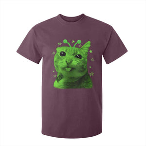 Funny Alien Cat Meme Retro Y2K Vintage Space Kitty T Shirt For Kid
