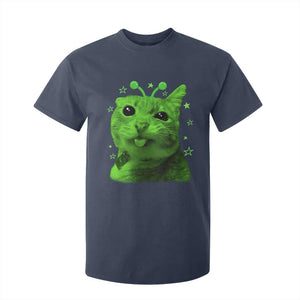Funny Alien Cat Meme Retro Y2K Vintage Space Kitty T Shirt For Kid