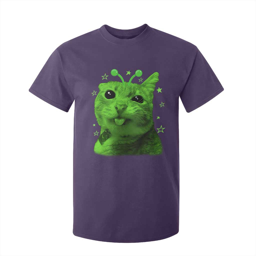 Funny Alien Cat Meme Retro Y2K Vintage Space Kitty T Shirt For Kid