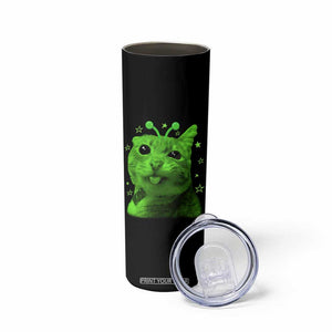 Funny Alien Cat Meme Retro Y2K Vintage Space Kitty Skinny Tumbler
