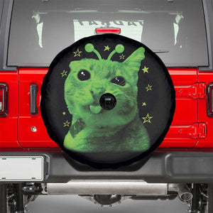 Funny Alien Cat Meme Retro Y2K Vintage Space Kitty Spare Tire Cover