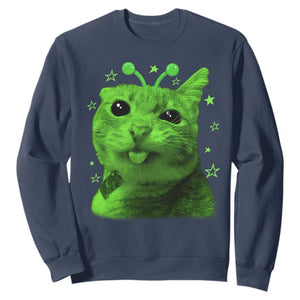 Funny Alien Cat Meme Retro Y2K Vintage Space Kitty Sweatshirt