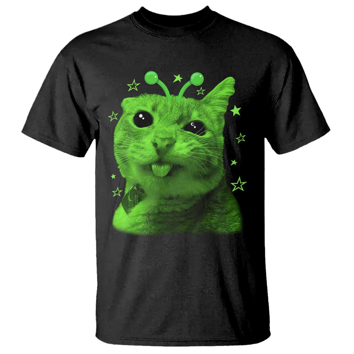 Funny Alien Cat Meme Retro Y2K Vintage Space Kitty T Shirt