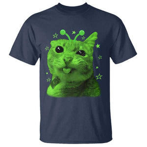 Funny Alien Cat Meme Retro Y2K Vintage Space Kitty T Shirt