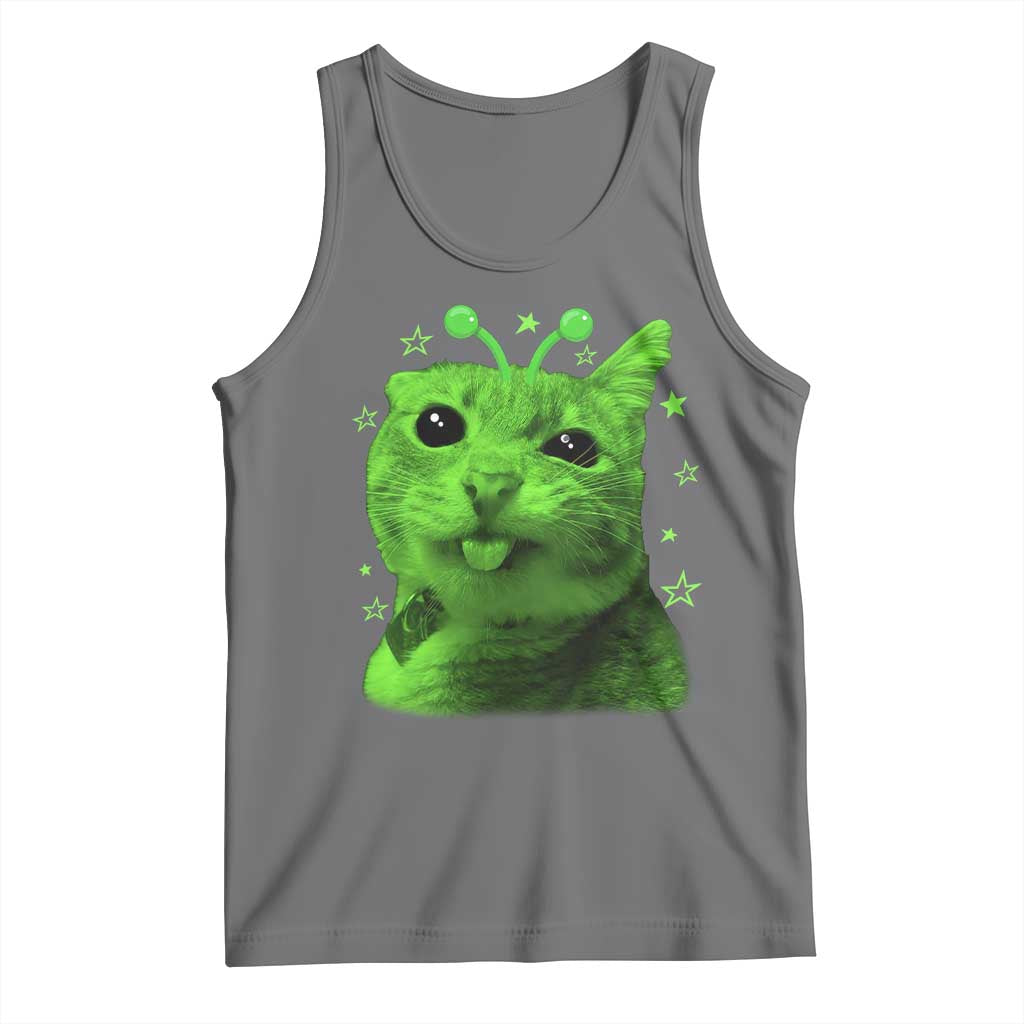 Funny Alien Cat Meme Retro Y2K Vintage Space Kitty Tank Top