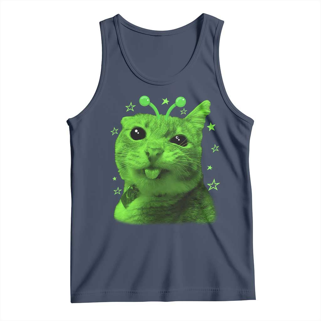 Funny Alien Cat Meme Retro Y2K Vintage Space Kitty Tank Top